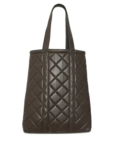 Gestuz Karon Quilted Leather Tote Bag In Brown