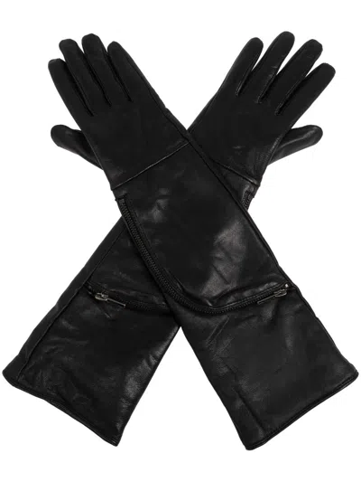 Gestuz Leather Gloves In Black