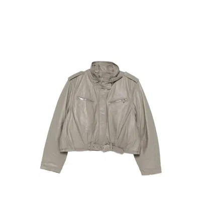 Gestuz Leva Leather Jacket In Gray