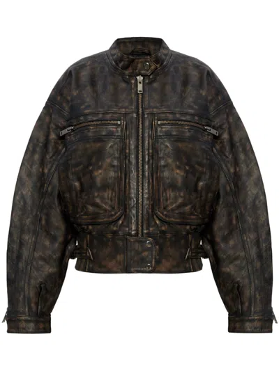 Gestuz Lineragz Leather Jacket In Black