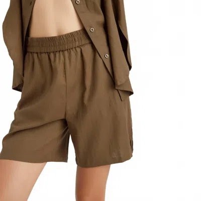 Gestuz Liza Linen Blend Shorts In Stone Grey In Brown
