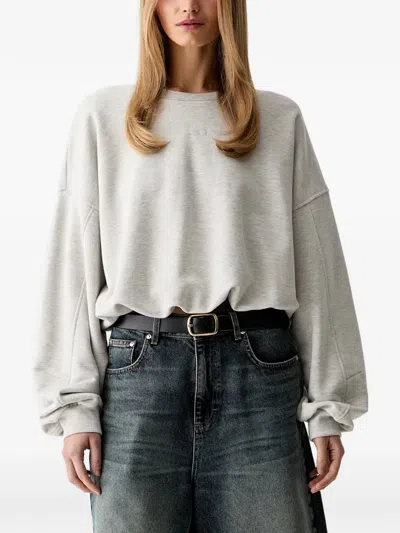 Gestuz Logo-embroidered Dropped-shoulder Sweatshirt In Gray
