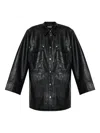 Gestuz Long-sleeved Leather Shirt In Black