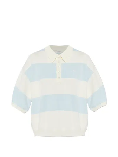 Gestuz Maia Striped Button Knitwear In Neutral