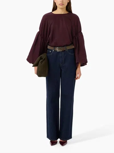 Gestuz Malloon Long Sleeve Blouse In Aronia In Burgundy