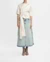 Gestuz Manula Midi Skirt In Light Blue Acid Wash In Multi