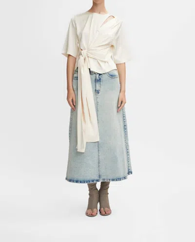 Gestuz Manula Midi Skirt In Light Blue Acid Wash In Multi