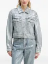 Gestuz Metallic-effect Denim Jacket In Blue