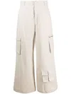 Gestuz Multiple-pockets Wide Leg Trousers In Neutrals