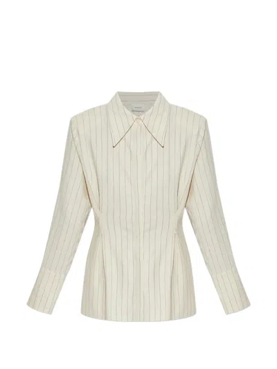 Gestuz Pinstripe Collared Shirt In Neutral
