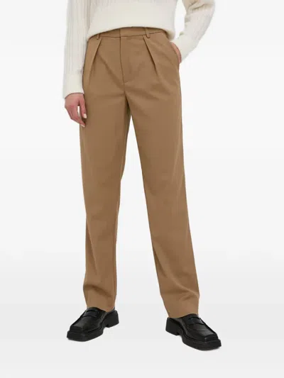 Gestuz Pleated Tailored Trousers In Brown