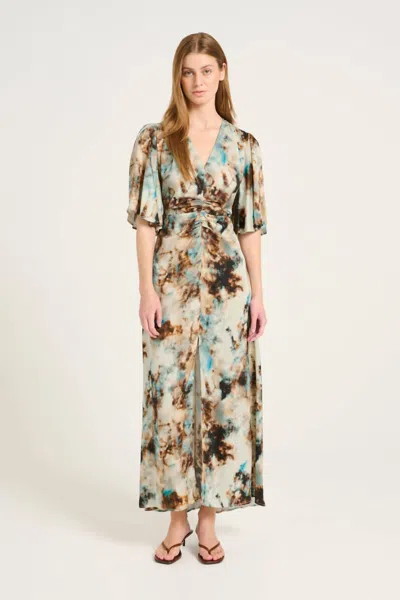 Gestuz Reena Dress In Ecru/rust/aqua In Multi
