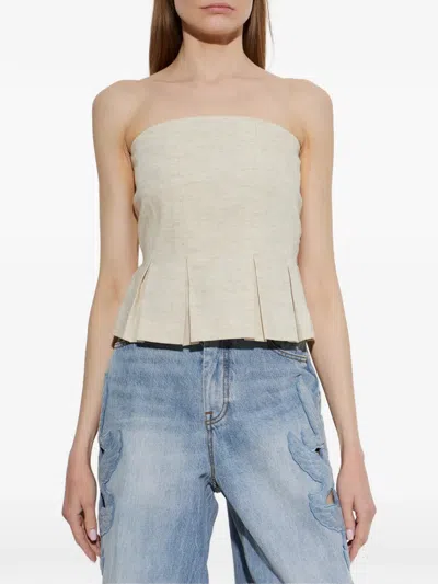 Gestuz Riava Pleated Strapless Top In Neutral