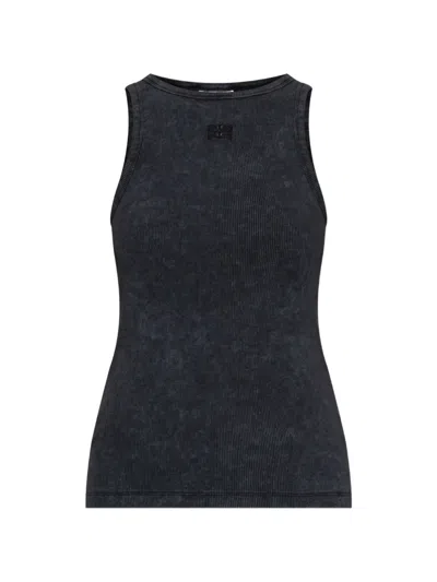 Gestuz Ribbed Logo-embroidered Top In Gray