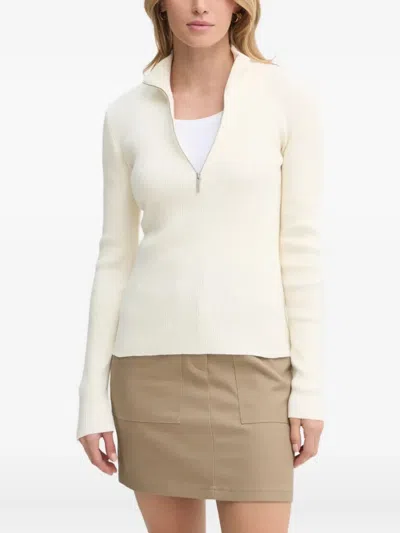 Gestuz Ribbed Zip-front Jumper In Pink