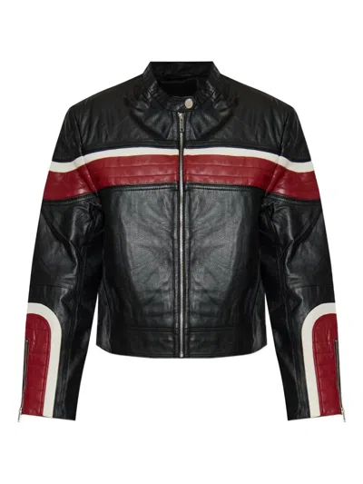 Gestuz Rose-embossed Zip Jacket In Black