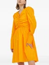 Gestuz Ruched Long-sleeve Dress In Orange