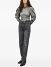 Gestuz Ruched Puff-sleeve Top In Gray