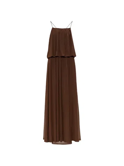 Gestuz Samera Mesh Tiered Maxi Dress In Brown