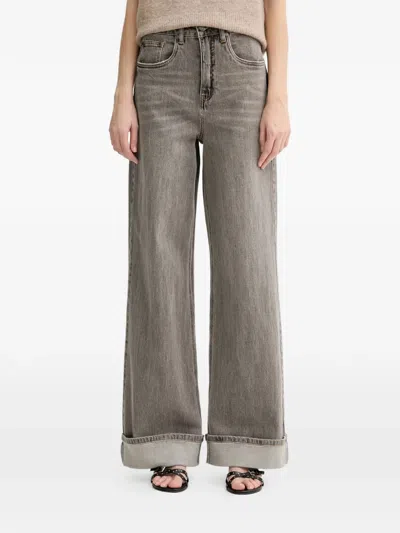 Gestuz Sara Grey Wide-leg Jeans In Gray