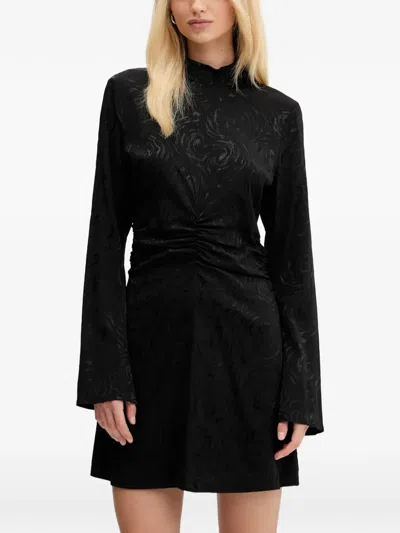 Gestuz Shirred-effect Mini Dress In Black