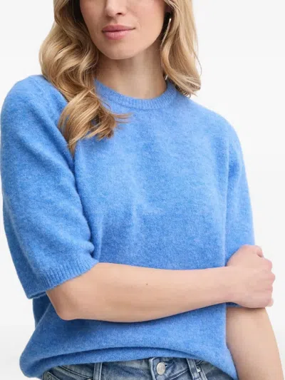 Gestuz Short-sleeve Crew-neck Sweater In Blue