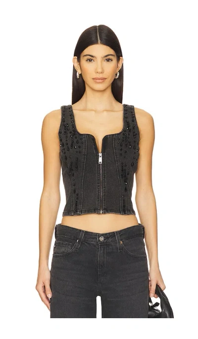Gestuz Similina Top In Dark Grey Washed