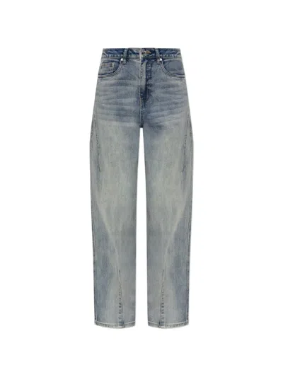 Gestuz Slit-detail Wide-leg Jeans In Blue
