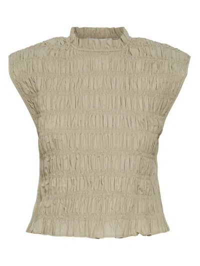 Gestuz Smocked-panel Sleeveless Top In Neutral