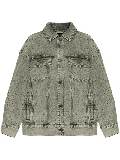 Gestuz Stretch-cotton Denim Jacket In Grey