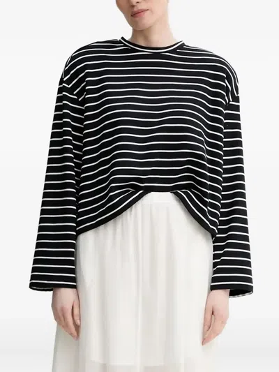Gestuz Striped Long-sleeve Top In Black