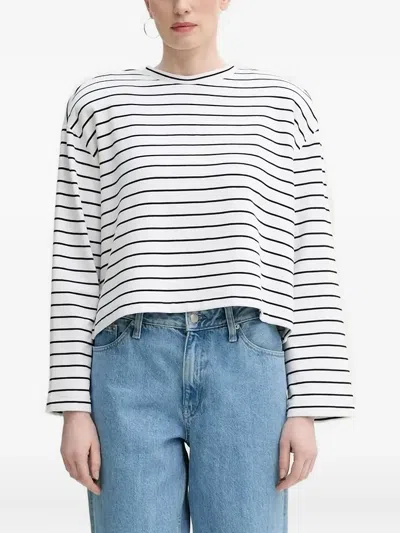 Gestuz Striped Long-sleeve Top In White