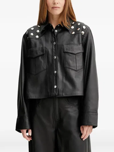 Gestuz Studded-embellished Cropped Jacket In Black