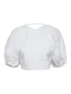 Gestuz Svala Puff-sleeve Lace-up Top In White