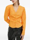 Gestuz Textured Gathered Blouse In Orange