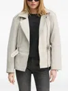 Gestuz Tia Leather Jacket In Neutral