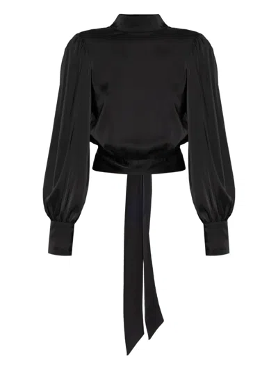 Gestuz Tie-detail Long-sleeve Top In Black
