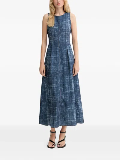 Gestuz Topstitched Midi Dress In Blue