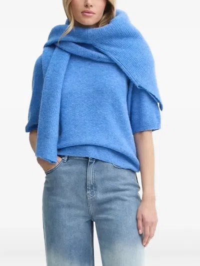 Gestuz Turtleneck Ribbed Sweater In Blue