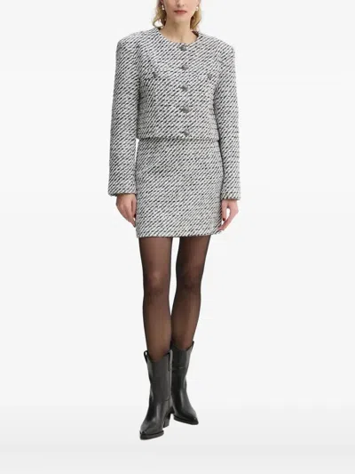 Gestuz Tweed Button-detailed Jacket In Gray