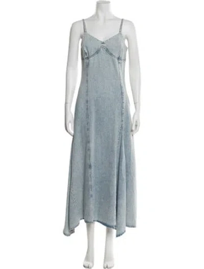 Pre-owned Gestuz V-neck Long Dress In Blue
