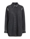 Gestuz Woman Denim Shirt Black Size 6 Cotton, Lyocell, Modal In Multi