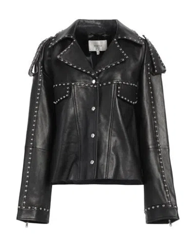 Gestuz Woman Jacket Black Size 4 Lambskin