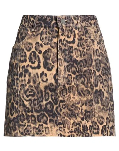 Gestuz Woman Mini Skirt Beige Size 6 Lambskin In Brown