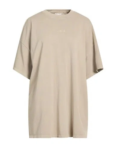 Gestuz Woman T-shirt Light Grey Size M Cotton In Brown