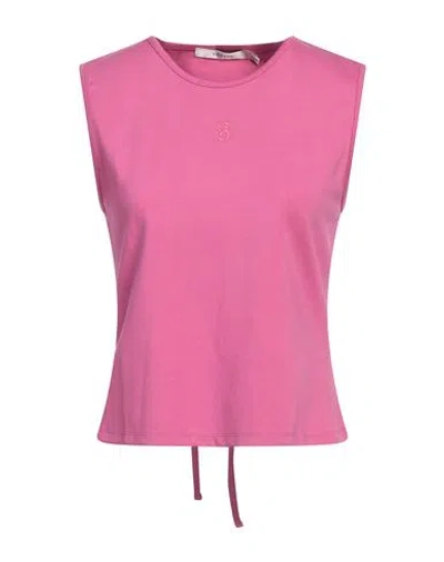 Gestuz Woman Top Fuchsia Size L Ecovero Viscose, Polyamide, Elastane In Pink