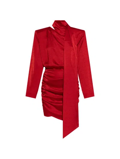 Gestuz X Barbie Logo-jacquard Draped Dress In Red