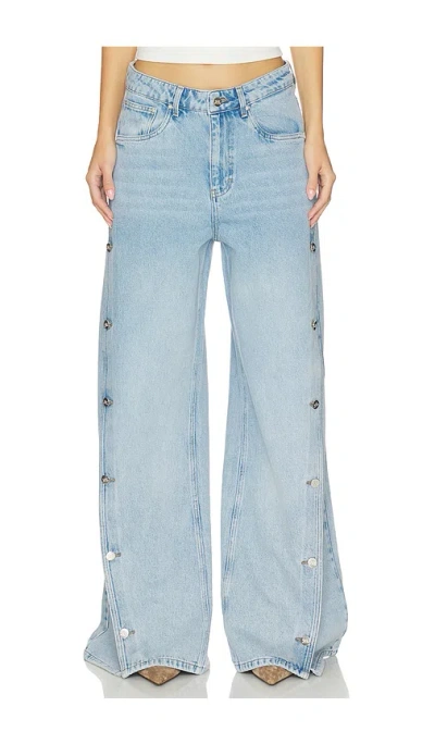 Gestuz X Barbie Stacie High Waisted Wide Jeans In Blue