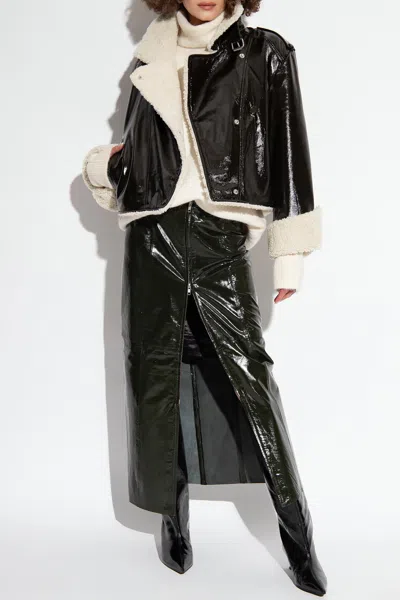 Gestuz Yalougz Leather Jacket In Green