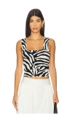 Gestuz Zebra-print Square-neck Top In Black